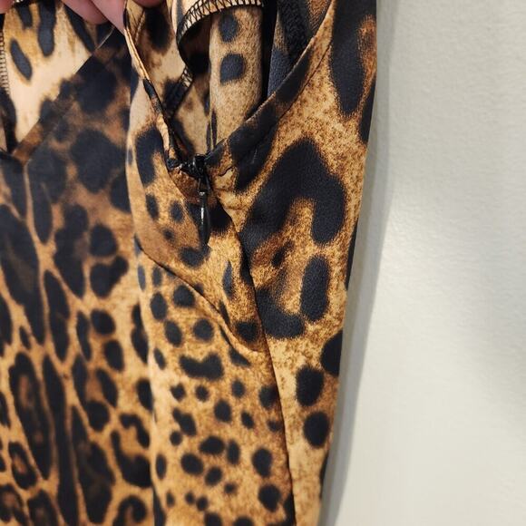 Nasty Gal Satin Slip Dress Cheetah Animal Print Fierce Sultry Glam - Size 22 - Picture 5 of 8
